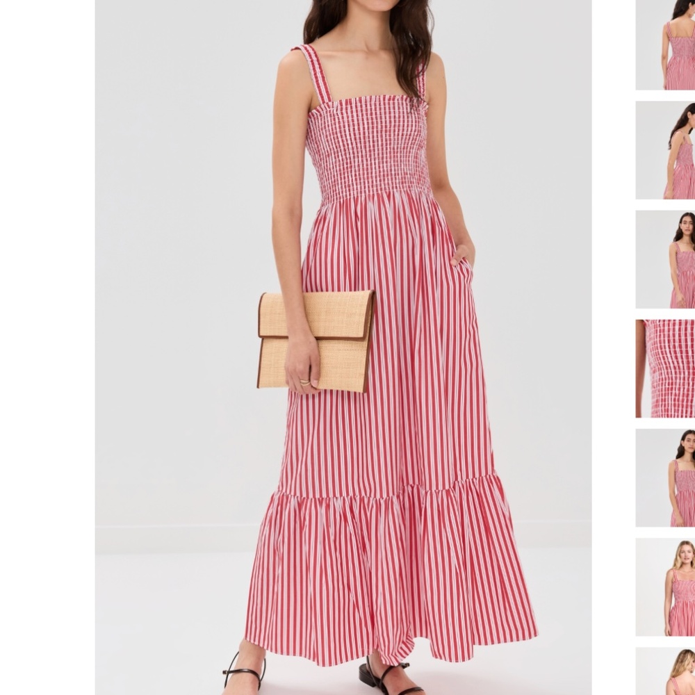 Hill House Red White Stripe Anjuli Nap Dress Size XS